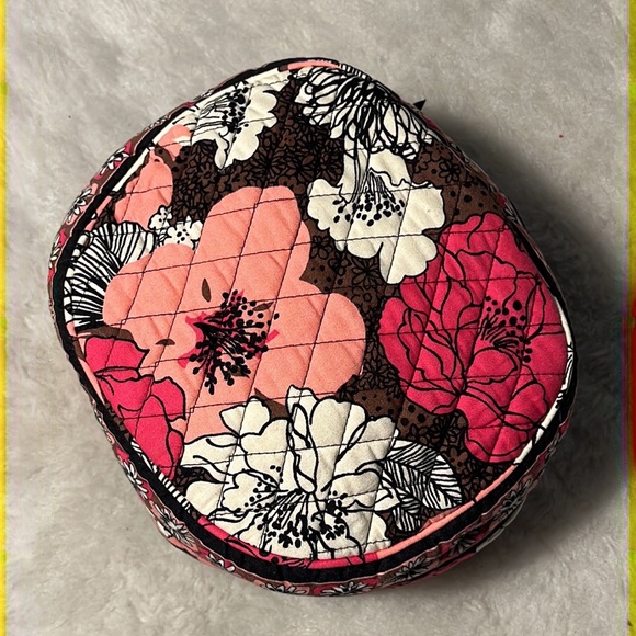 Vera Bradley retired mocha rouge pattern makeup cosmetics toiletries travel bag - Picture 4 of 11